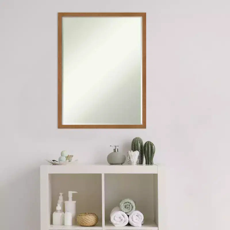 Carlisle Narrow Petite Bevel Wood Bathroom Wall Mirror, 19"x25"