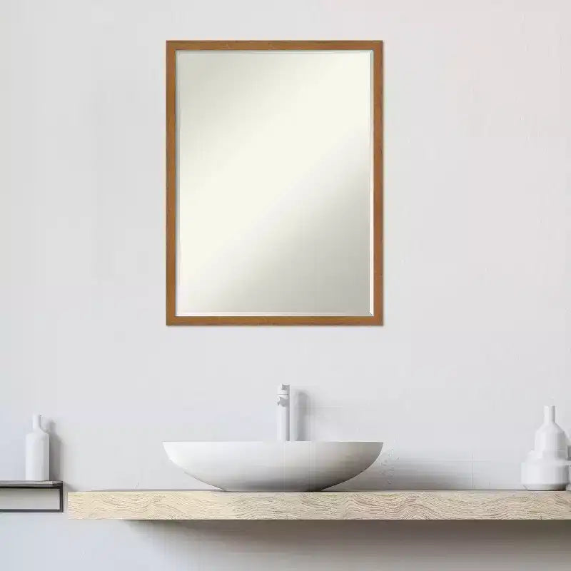 Carlisle Narrow Petite Bevel Wood Bathroom Wall Mirror, 19"x25"