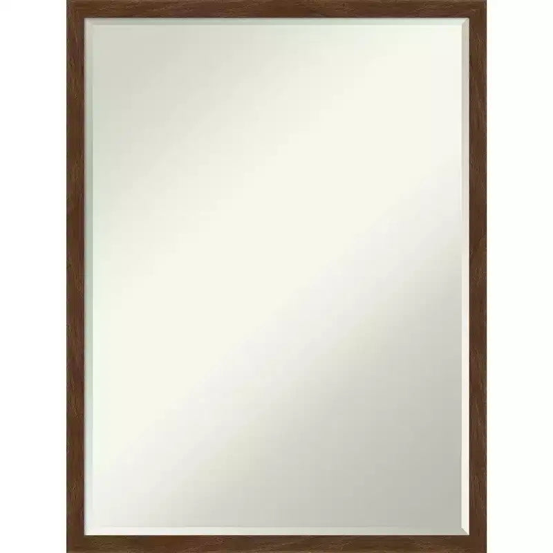 Carlisle Narrow Petite Bevel Wood Bathroom Wall Mirror, 19"x25"