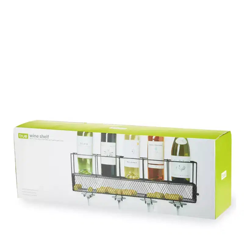 Wall Mounted Wine Shelf & Stemware Rack, Wood