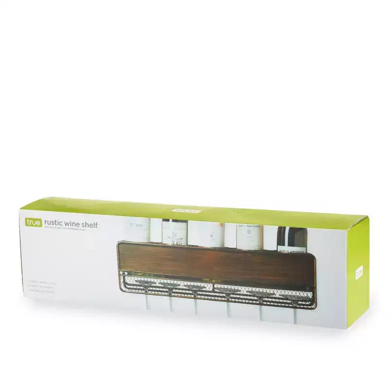 Wall Mounted Wine Shelf & Stemware Rack, Wood