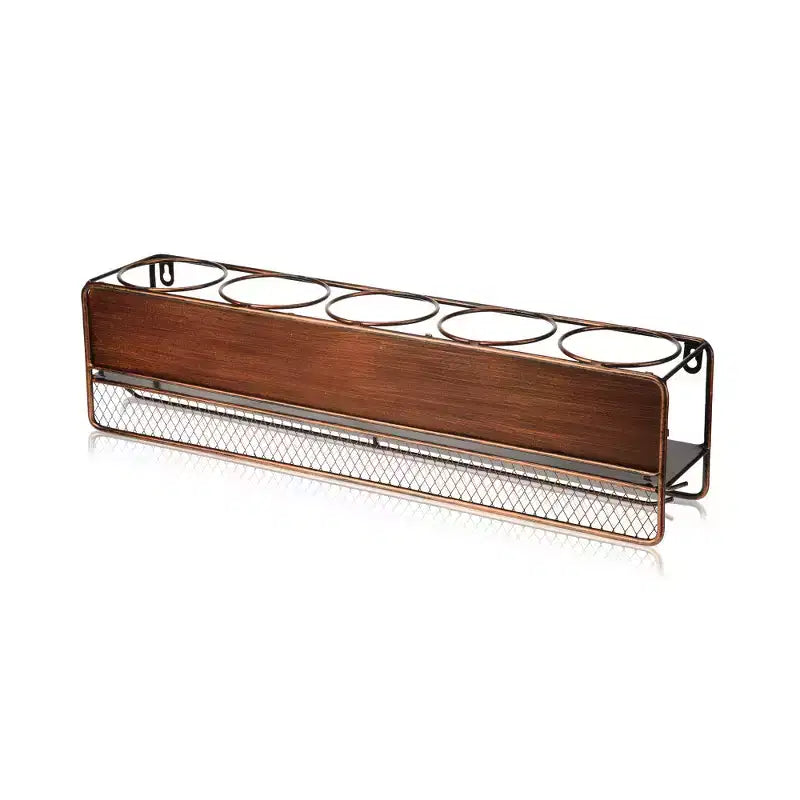 Wall Mounted Wine Shelf & Stemware Rack, Wood