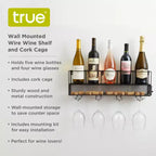 Wall Mounted Wine Shelf & Stemware Rack, Wood