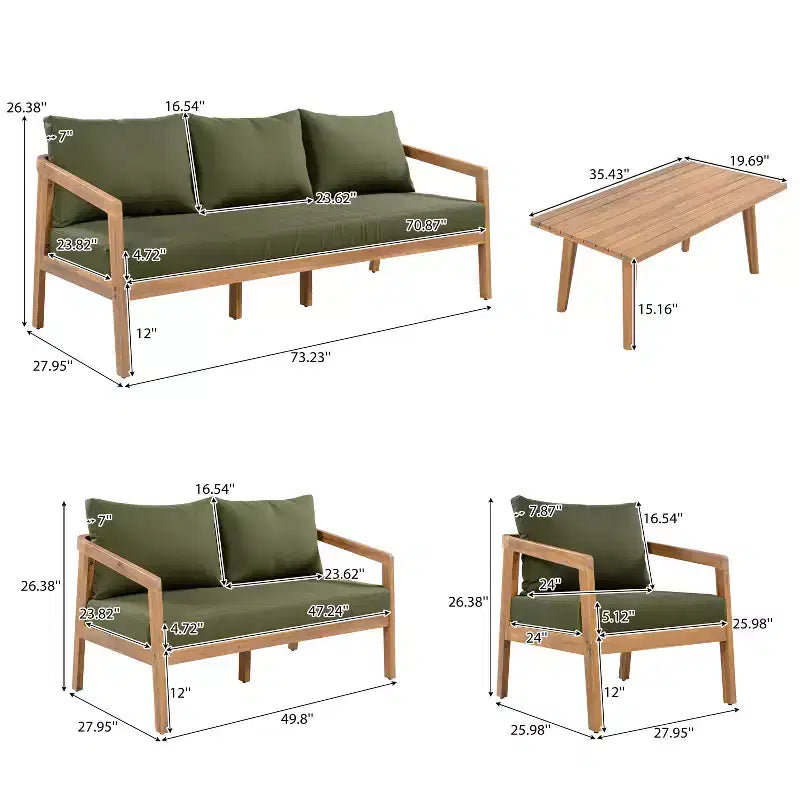 Christopher Knight Home Sunny Modernes 5-teiliges Sitzset aus Akazienholz mit rechteckigem Tisch mit Lattenplatte und 7 Sitzplätzen