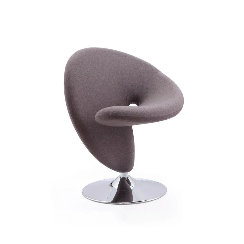 Fauteuil d’appoint pivotant Manhattan Comfort Curl en chrome et mélange de laine (lot de 2)