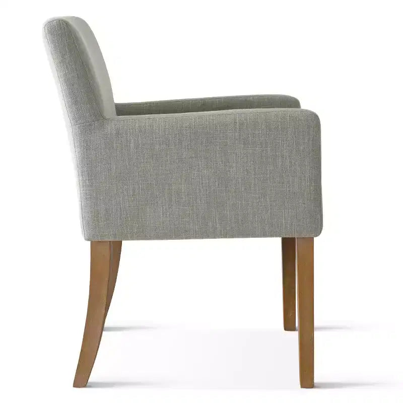 Set van 6 gestoffeerde eetkamerstoelen met armleuningen, moderne linnen fauteuils met houten poten, accentstoelen voor eetkamer en woonkamer - Panipeachy