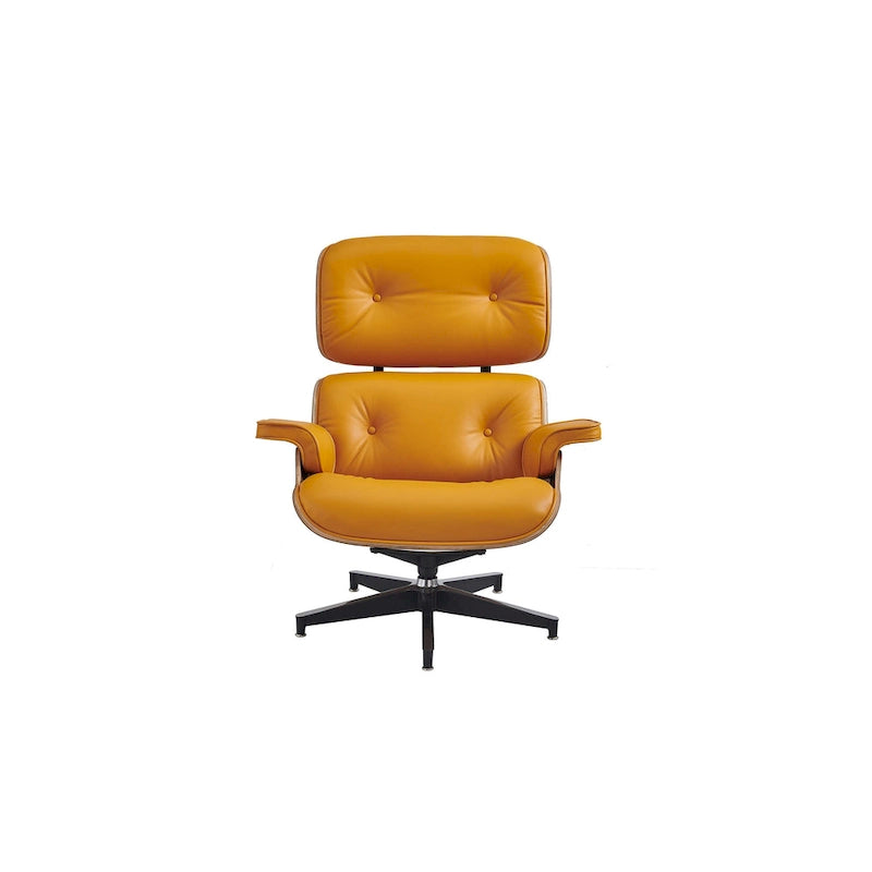 Leren loungefauteuil in mid-century-modern stijl, relaxfauteuil