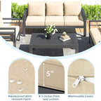 AECOJOY 7-teiliges Aluminiummöbel-Set für die Terrasse, Outdoor-Sitzgruppe