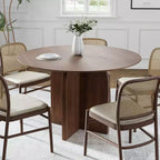 PexFix 45 x45 Solid Wood Round Dining Table with Walnut Finish and Elegant Arched Legs for Modern Dining Rooms & Kitchens