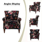 Fauteuil traditionnel Araceli en bois, rembourré à motif floral, avec dossier à oreilles et bordure cloutée| ART OF LIVING DESIGNS
