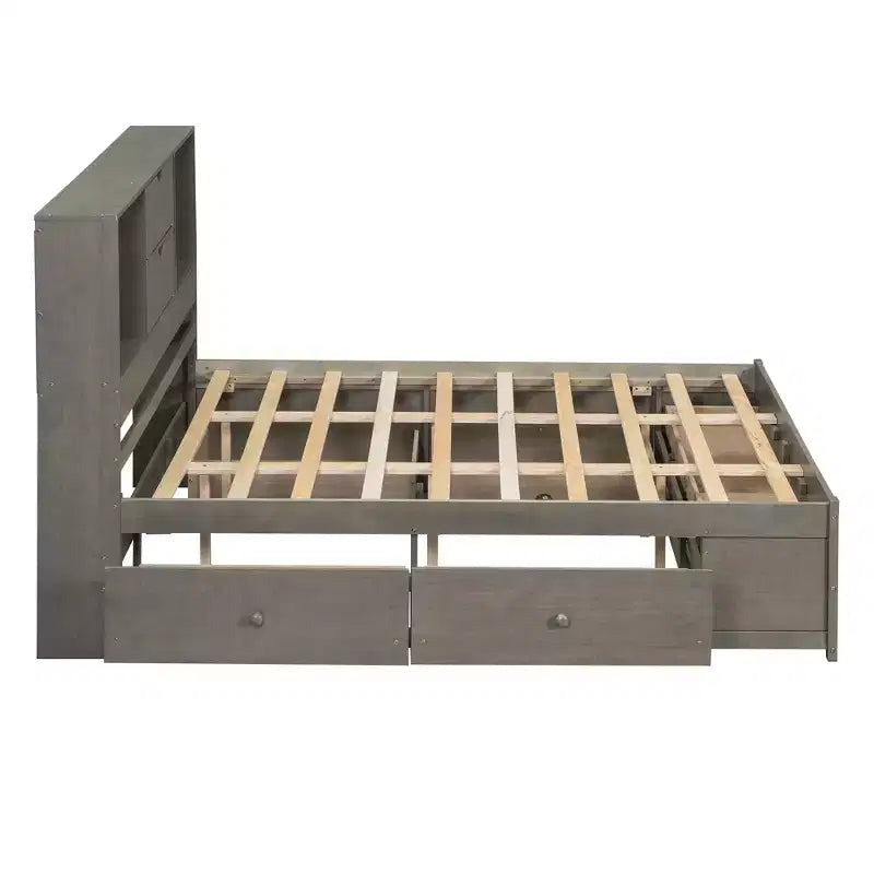 Platformbed voor een tweepersoonsmatras met opbergplank en 8 laden, eenvoudig te monteren