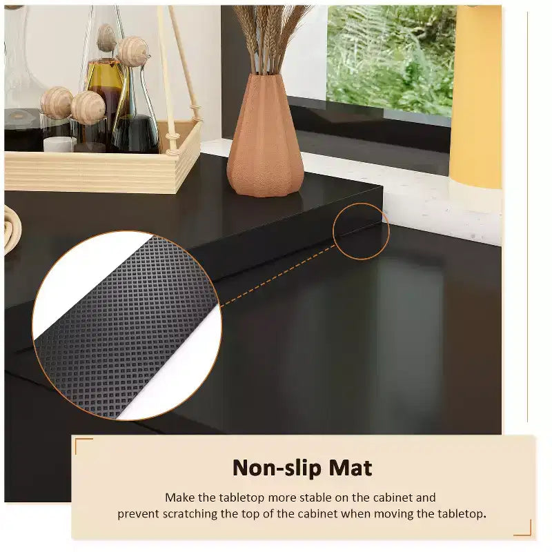 Buffet bahut intelligent pivotant/extensible avec 6 tiroirs, plateau extensible, tapis antidérapant, table à manger pivotante, garde-manger îlot de cuisine