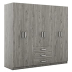 Armoire de rangement en bois à 6 portes avec 3 grands tiroirs pour chambre