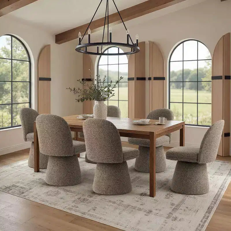 Set aus 6 modernen, um 360° drehbaren, armlehnenlosen Esszimmerstühlen mit Sockelbasis, eleganten Akzentstühlen für Küche, Esszimmer oder Büro – Panipeachy
