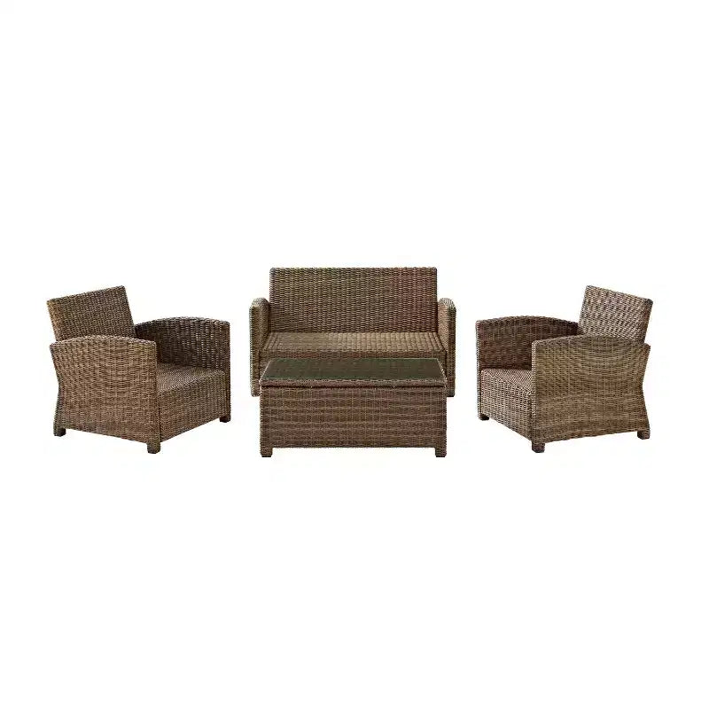 Ensemble de conversation 4 pièces Bradenton en résine tressée pour extérieur – Crosley