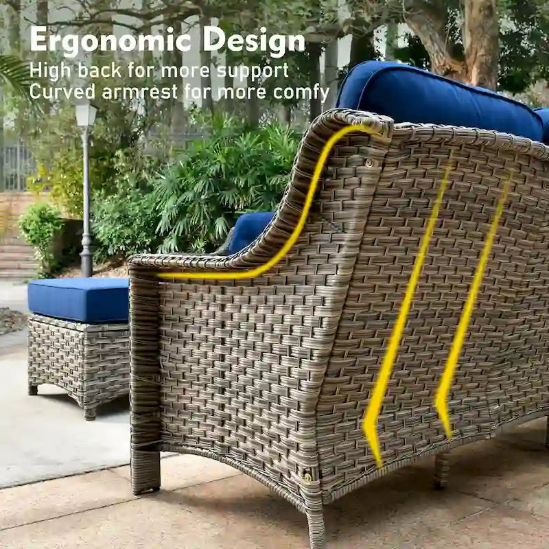 XIZZI 9-teiliges Outdoor-Gartenmöbel-Set mit drehbarem Sessel
