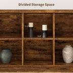 8 Cube Storage Organizer Bookshelf, Farmhouse Horizontal Bookcase, 62 Inch Wood Storage Bookcase for Entryway, Long Low Bookshelves for Living Room