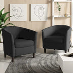 Ensemble de 2 fauteuils club modernes en lin, style tonneau