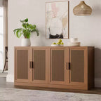 3-teiliges Sideboard-Set mit Rattantüren und verstellbaren Einlegeböden – 93L x 31H