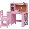 Kinderschreibtisch mit Stuhl-Set für Jungen und Mädchen, hölzerner Kinderschreibtisch mit Bücherregal, Pinnwand, Schrank und Schublade für Kinder von 3–8 Jahren