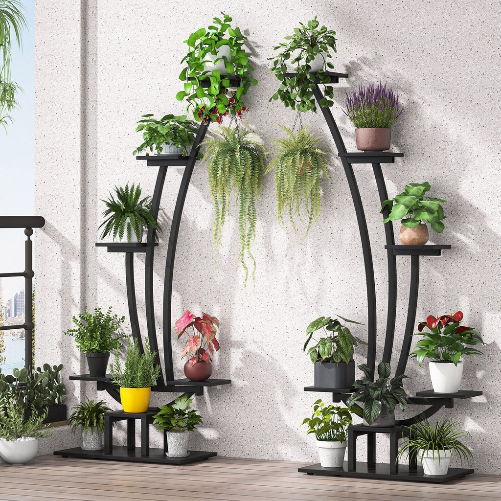 Support pour plantes d’intérieur, présentoir à fleurs à 6 niveaux pour la maison et le jardin – lot de 2