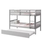 Twin Over Twin Modern Wood Bunk Bed with Trundle, Convertible into 2 Beds