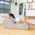 Avana elegante chaise longue voor yoga - Gemaakt in de VS - Ideaal voor stretchen, ontspanning, sporten en meer, 60D x 18W x 26H inch, lichtgrijs
