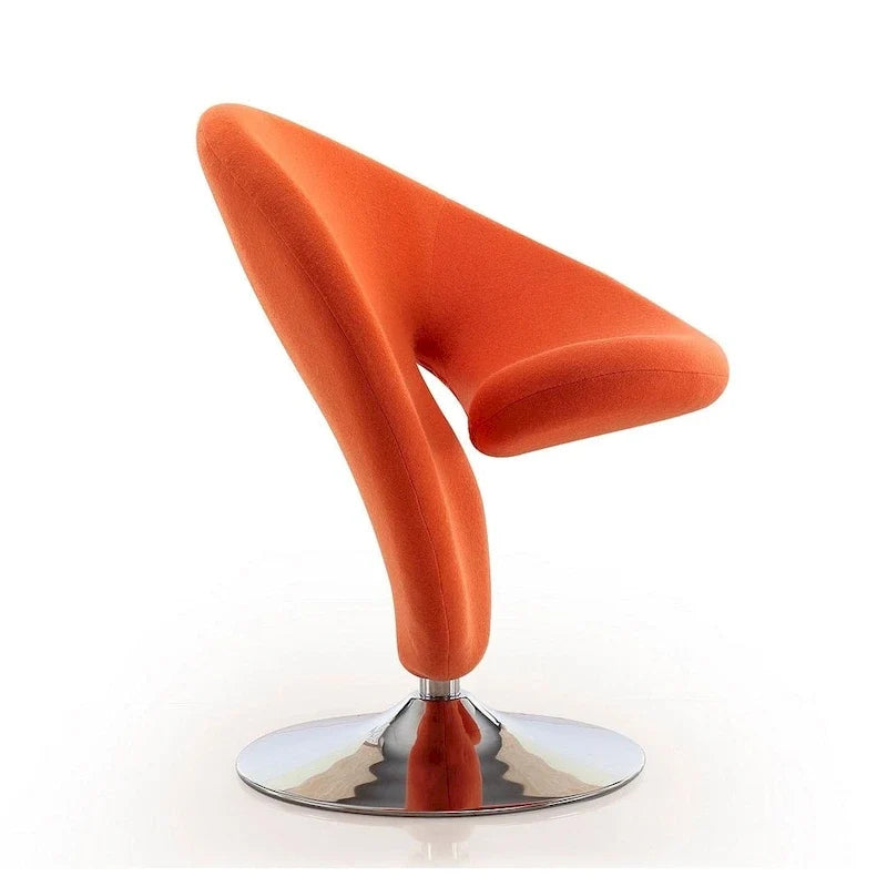 Fauteuil d’appoint pivotant Manhattan Comfort Curl en chrome et mélange de laine (lot de 2)