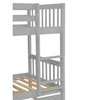 Twin Over Twin Modern Wood Bunk Bed with Trundle, Convertible into 2 Beds