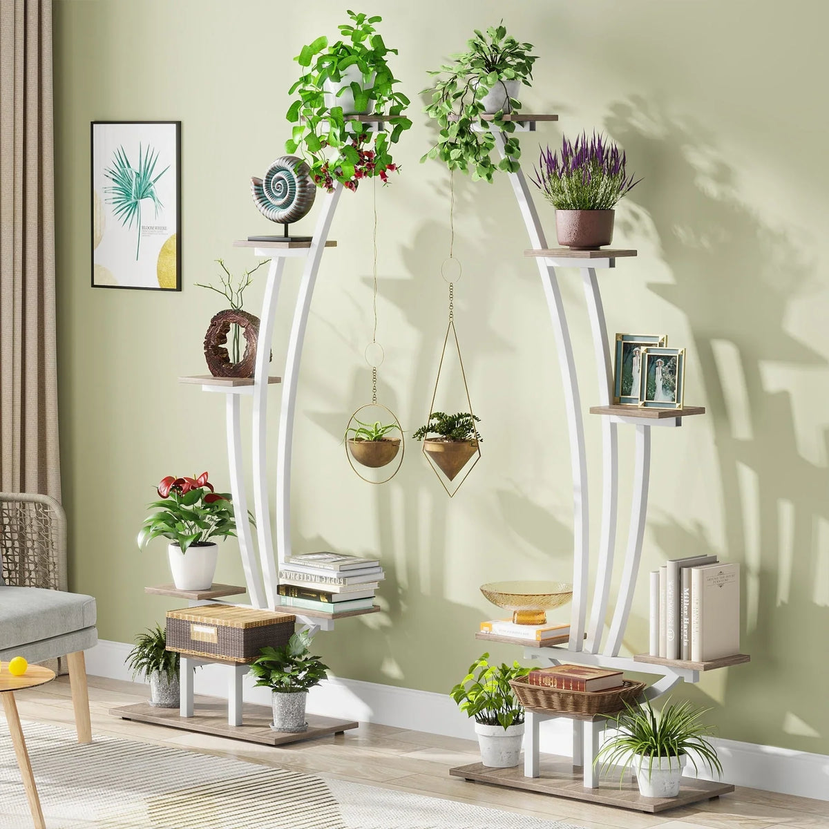 Support pour plantes d’intérieur, présentoir à fleurs à 6 niveaux pour la maison et le jardin – lot de 2