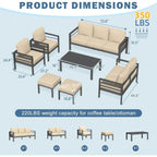 AECOJOY 7-teiliges Aluminiummöbel-Set für die Terrasse, Outdoor-Sitzgruppe