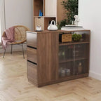 GDFStudio Hikaru moderne Anrichte mit Schiebetüren aus Glas und Schubladen