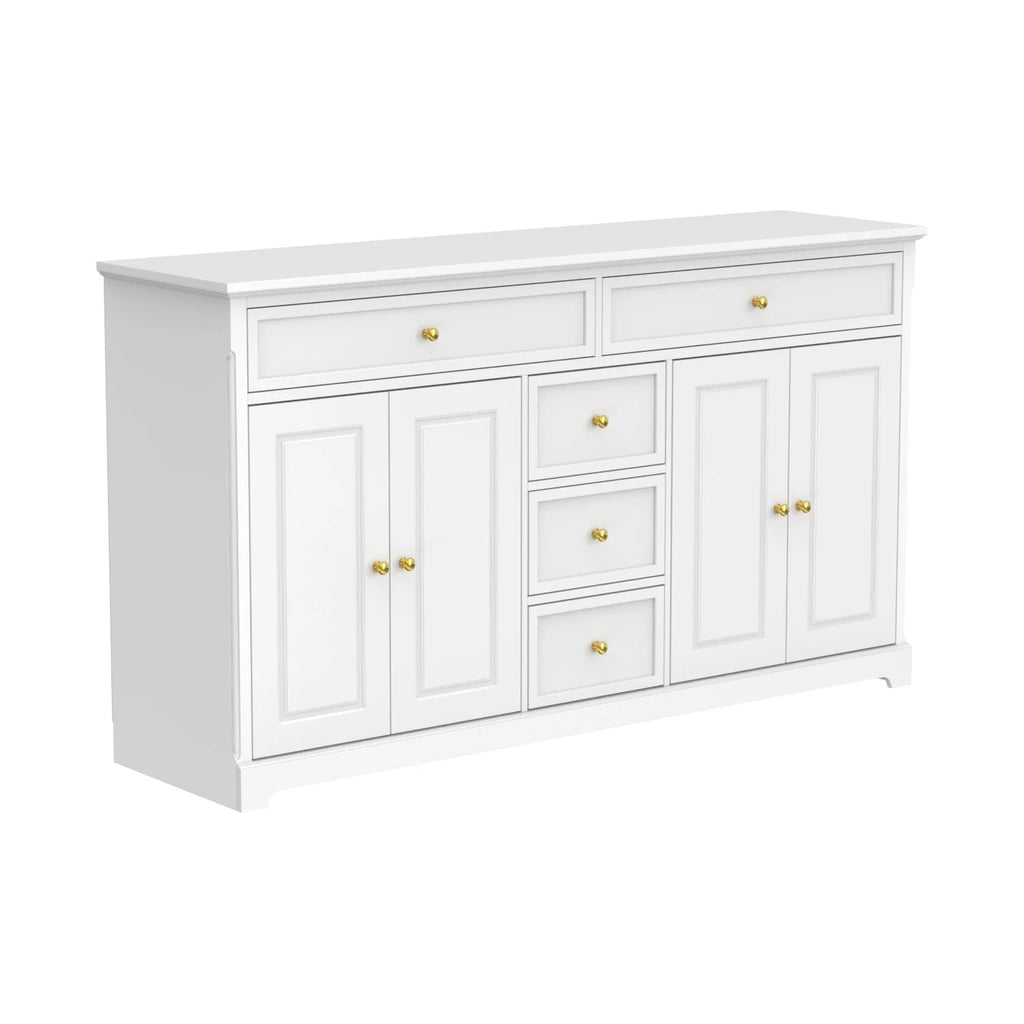 59,1-inch wit buffetdressoir, modern uit het midden van de eeuw, eigentijds, gelakt