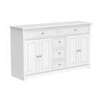 59,1-inch wit buffetdressoir, modern uit het midden van de eeuw, eigentijds, gelakt
