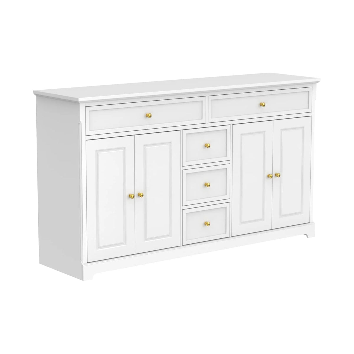 59,1-inch wit buffetdressoir, modern uit het midden van de eeuw, eigentijds, gelakt