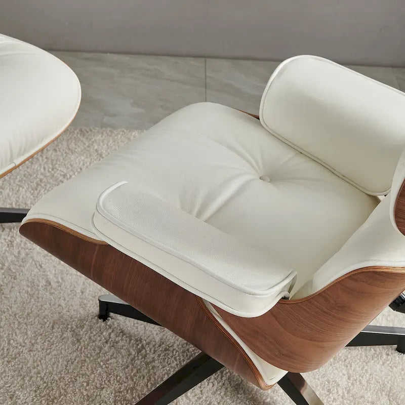 Leren loungefauteuil in mid-century-modern stijl, relaxfauteuil
