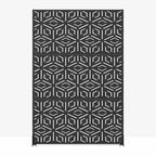 3-Panel Room Divider Screen with Geometric Pattern ?C Black Galvanized Steel