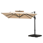 MAISON ARTS Parasol déporté hydraulique automatique de 12 pieds, mât en aluminium, rotation à 360 degrés