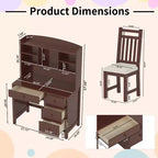 Okak Modern Home Office Wooden Computer Desk with Desktop/Chair & Bookshelf,Teens Student Storage Writing Desk for Study,Office