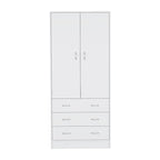 Moderner zweitüriger Kleiderschrank mit 3 Schubladen und 1 Kleiderstange fürs Schlafzimmer