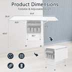 Table de bricolage réglable en hauteur avec étagères de rangement, table de découpe pliante mobile pour bureau à domicile, salle de couture ou atelier créatif