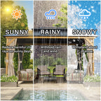 EROMMY Pavillon mit festem Dach, Outdoor-Pergola mit Doppeldach, Netzvorhängen und Vorhängen, robustes Vordach für Terrasse, Garten und Poolpartys