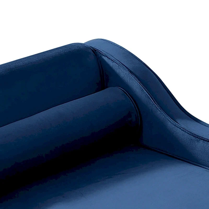 Fauteuil méridienne élégant français en velours avec revêtement rembourré et rangement, avec coussin