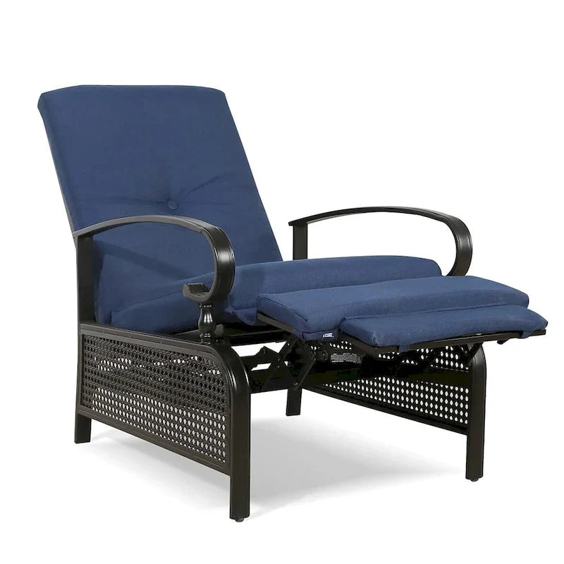 Fauteuil inclinable réglable de salon pour extérieur avec coussin - 38 (P) x 26.5 (L) x 38.5 (H) POUCES
