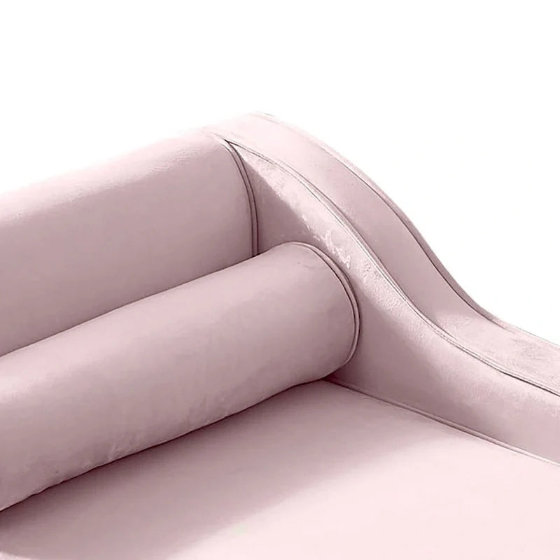 Fauteuil méridienne élégant français en velours avec revêtement rembourré et rangement, avec coussin
