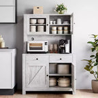 Meuble garde-manger de cuisine avec support pour micro-ondes, vaisselier avec buffet et étagères réglables, pour la cuisine et la salle à manger