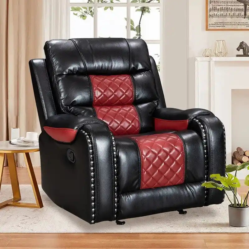 Ruime relaxfauteuil van kunstleer in Amerikaans design voor de woonkamer