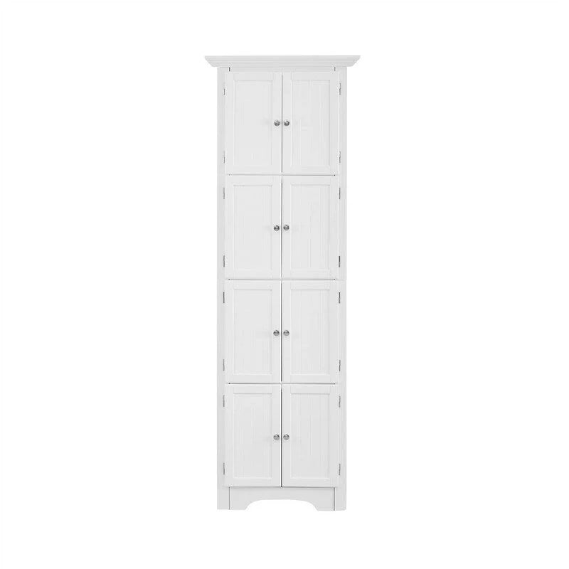 Hoher Eckschrank mit 8 Türen und 4 Regalböden