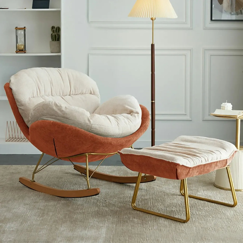 Fauteuil à bascule moderne en velours, ergonomique et rembourré, pour chambre de bébé