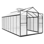 VEIKOUS Aluminum Walk-In Garden Greenhouse Kit with Adjustable Roof Vent and Lockable Door Grey